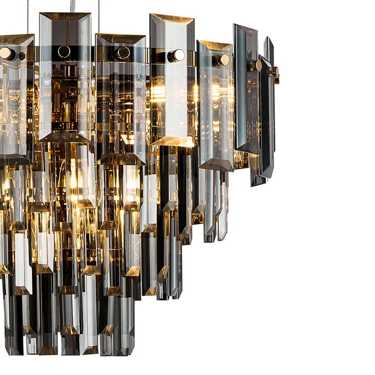 Velator 410mm Pendant in French Gold with Smoked Crystal Glass