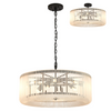 Jevington 780mm Pendant or Semi Flush in Black with Frosted Glass