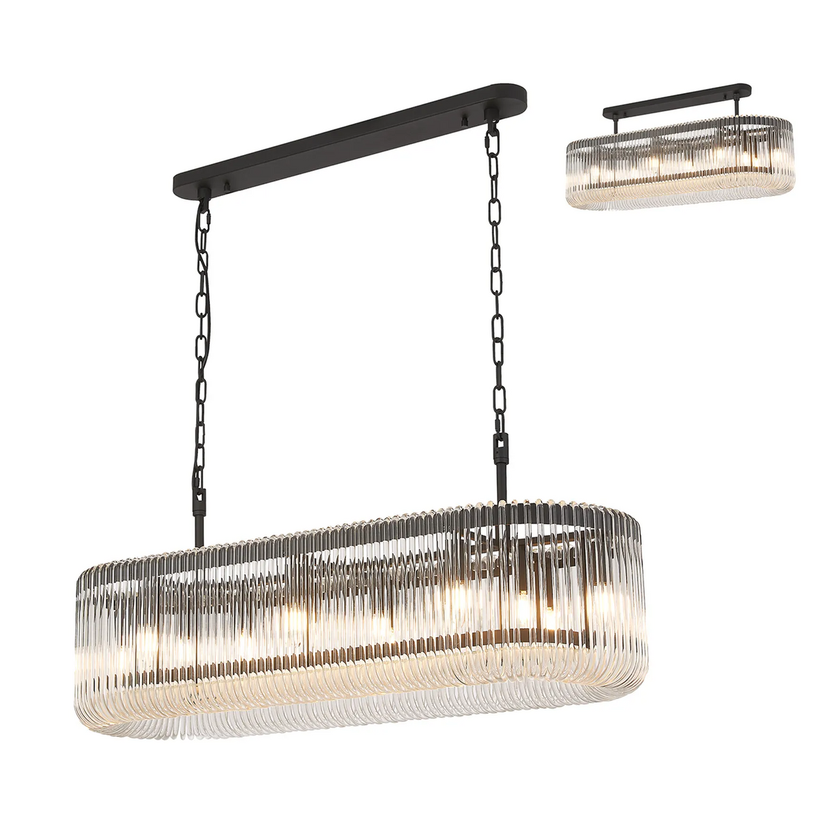 Jevington 1000mm Linear Pendant in Black with Clear Glass