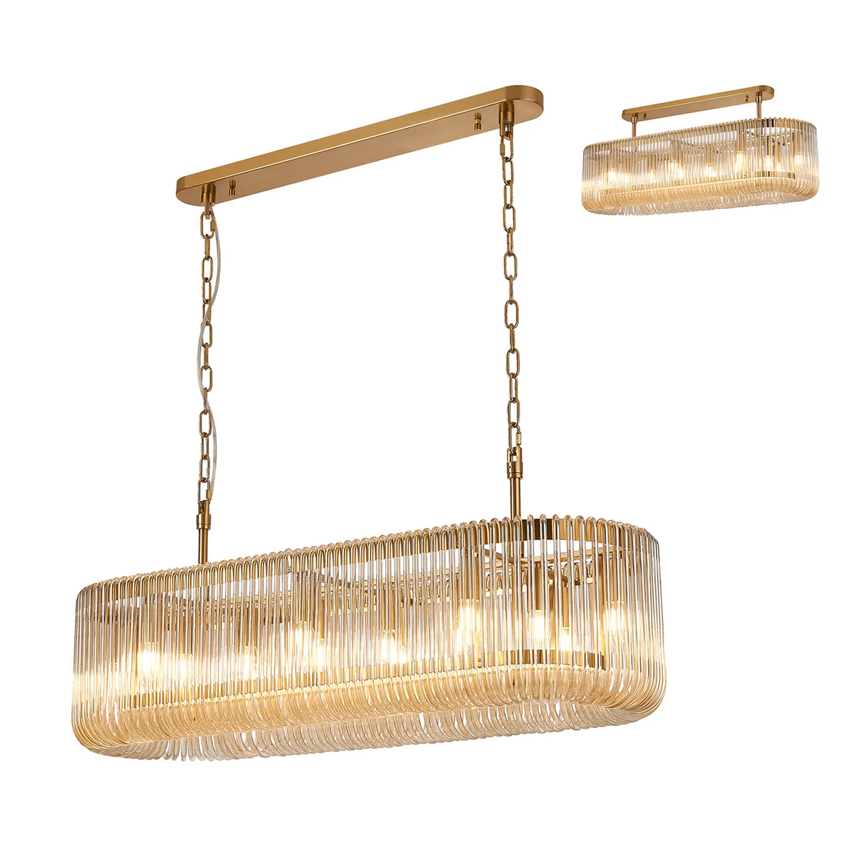 Jevington 1000mm Linear Pendant in Brass with Smoke Brown Glass
