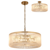 Jevington 780mm Pendant or Semi Flush in Brass with Frosted Glass