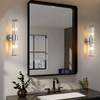 Caistor IP44 Up & Down Wall Light in Polished Chrome with Clear Crystal Rods
