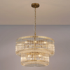 Jevington 780mm Two Tier Pendant or Semi Flush in Brass with Clear Glass