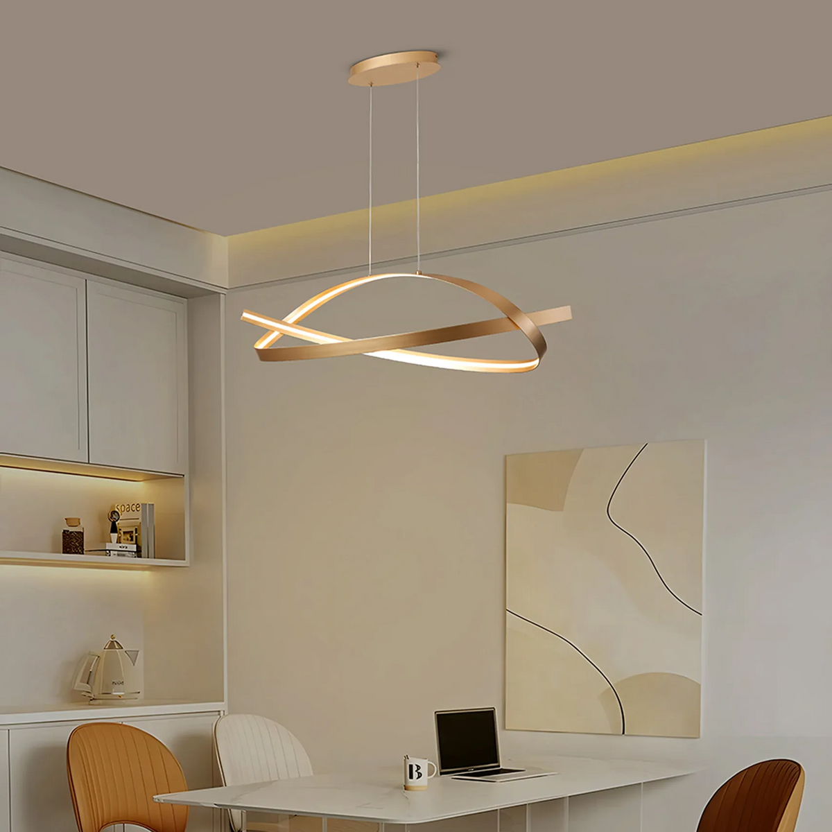 Amble Loop Dimmable LED Linear Pendant in Gold