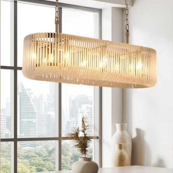 Jevington 1000mm Linear Pendant in Brass with Frosted Glass