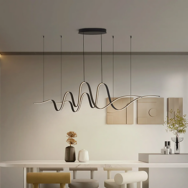 Amble Double Wave Dimmable LED Linear Pendant in Dark Grey