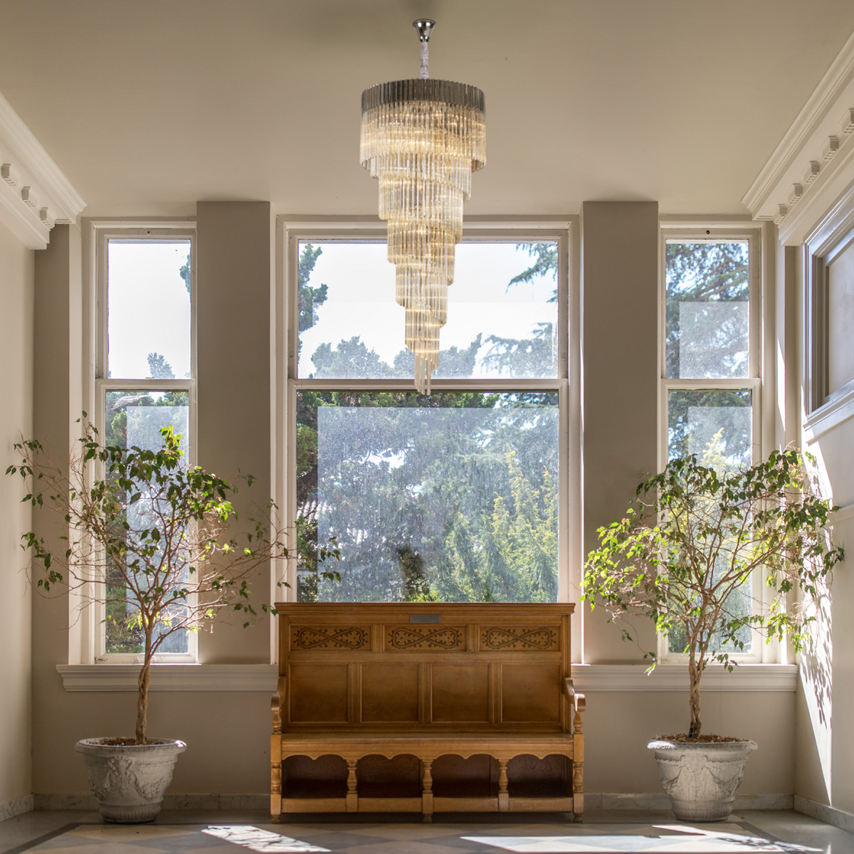 Kentisbeare 900mm 7 Tier 31 Lamp Chandelier in Brass & Cognac Glass