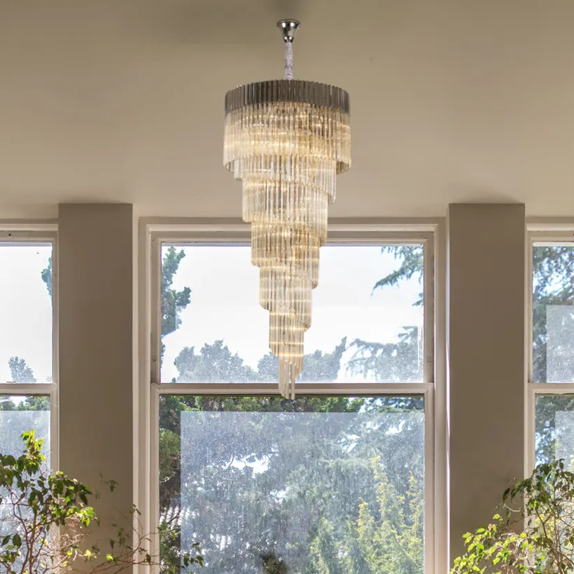 Kentisbeare 900mm 7 Tier 31 Lamp Chandelier in Brass & Cognac Glass
