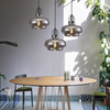 Bedlington Single Drop Pendant in Satin Black with Smoked Plated Glass Shade