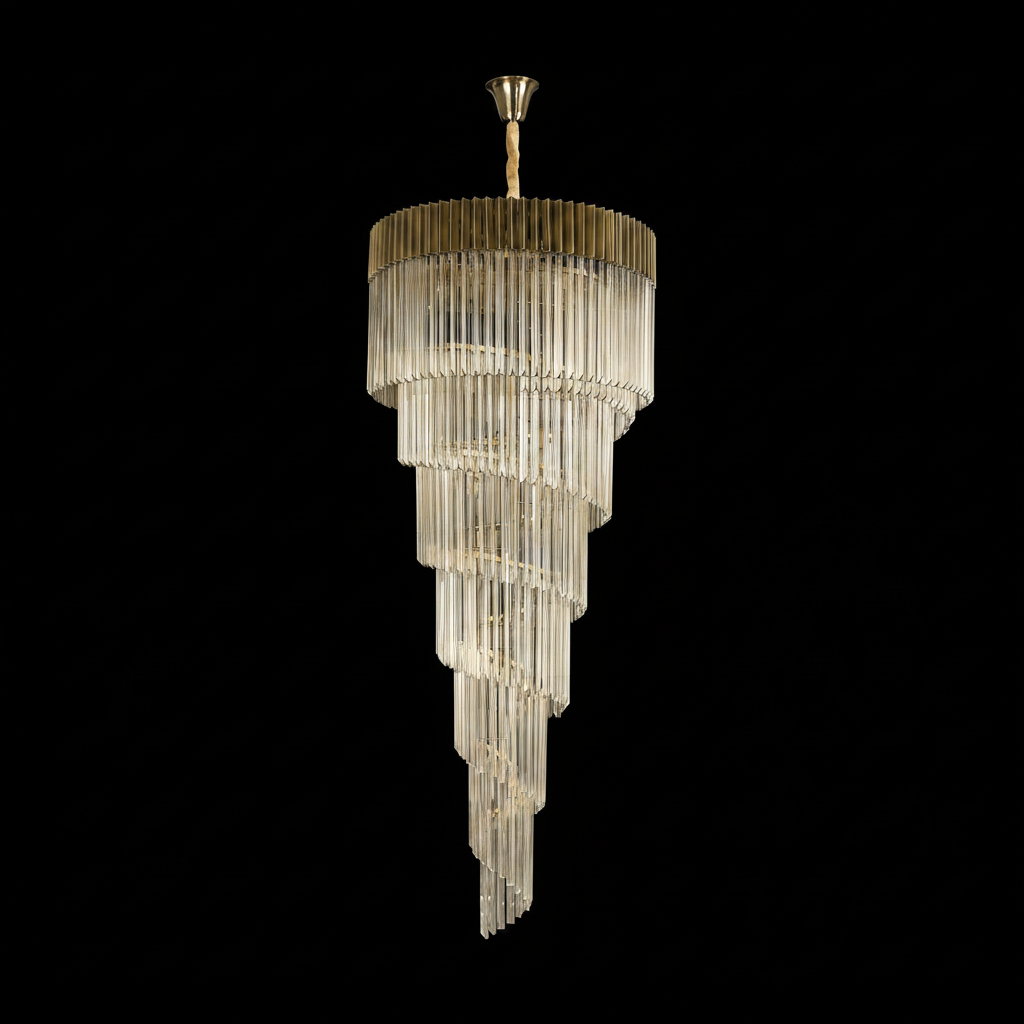 Kentisbeare 900mm 7 Tier 31 Lamp Chandelier in Brass & Cognac Glass