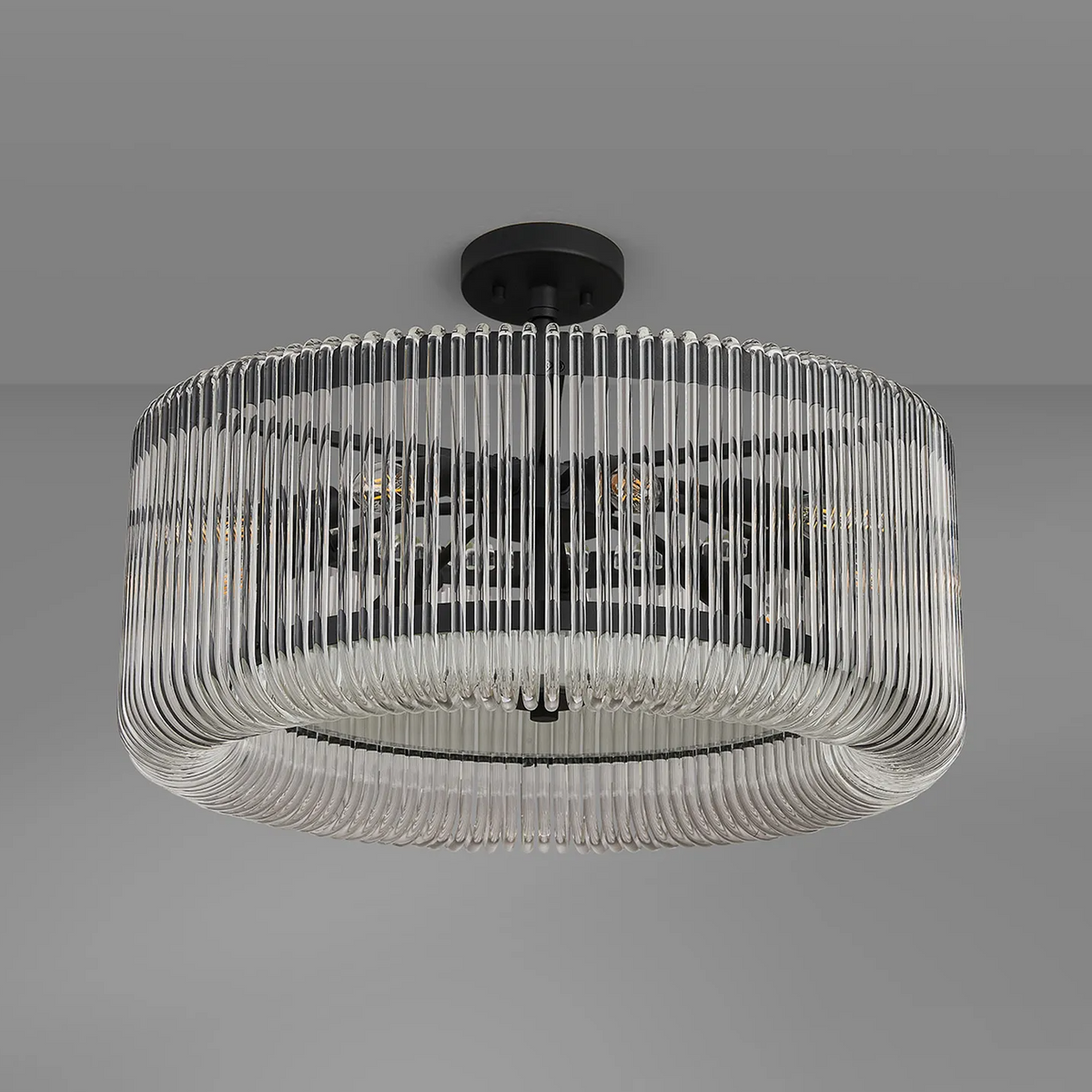Jevington 600mm Pendant or Semi Flush in Black with Clear Glass