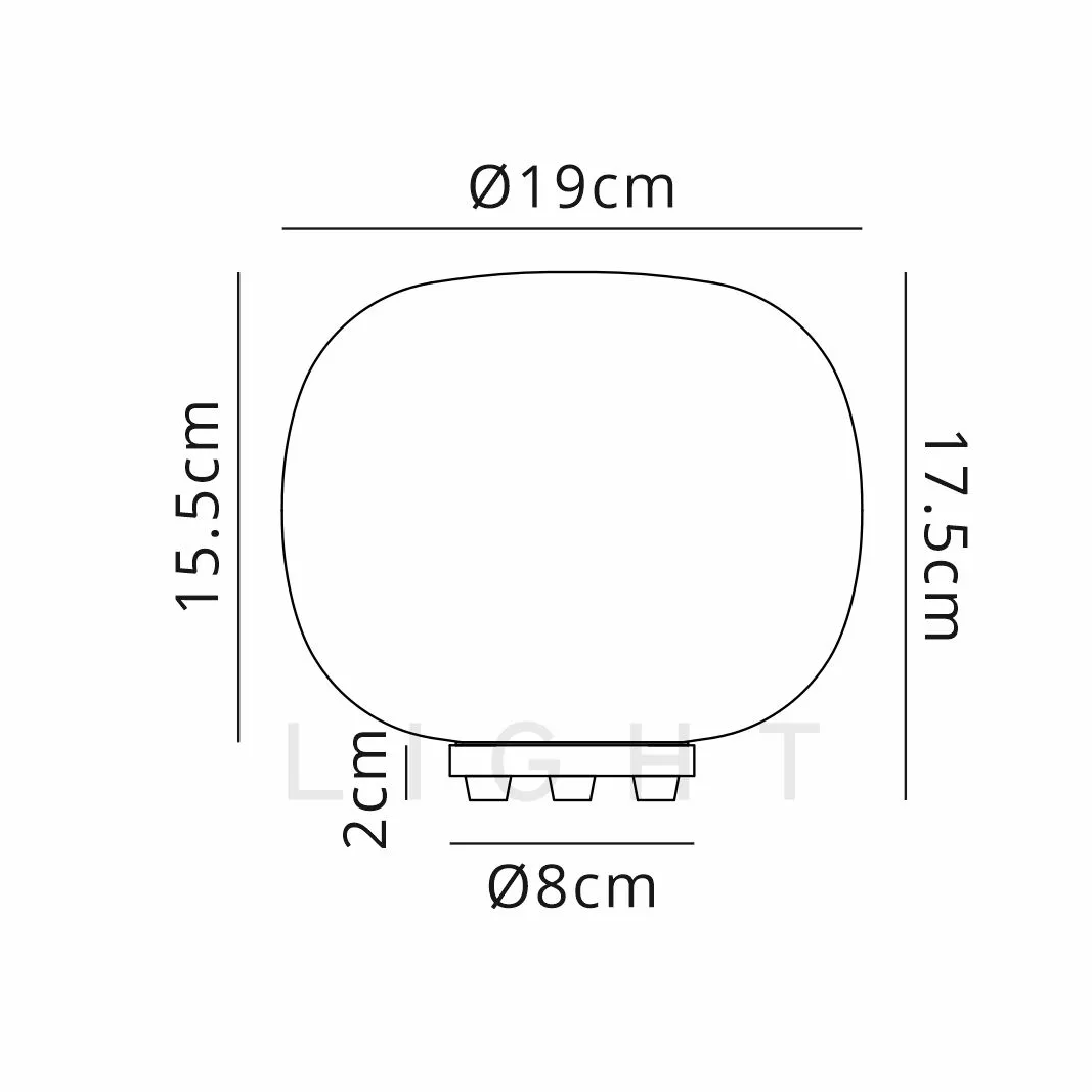Technical drawing of the Flos Mini Glo-Ball C/W Zero lamp with dimensions