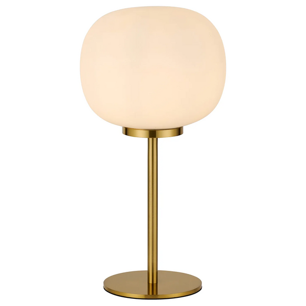 Lumiere Milton Small Oval Ball Tall Table Lamp in Aged Brass & Frosted White Shade