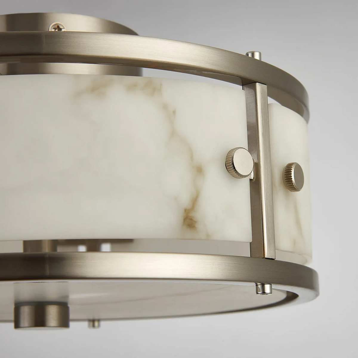 Scarva IP44 250mm Round Ceiling Light in Satin Nickel with Grey Faux Alabaster