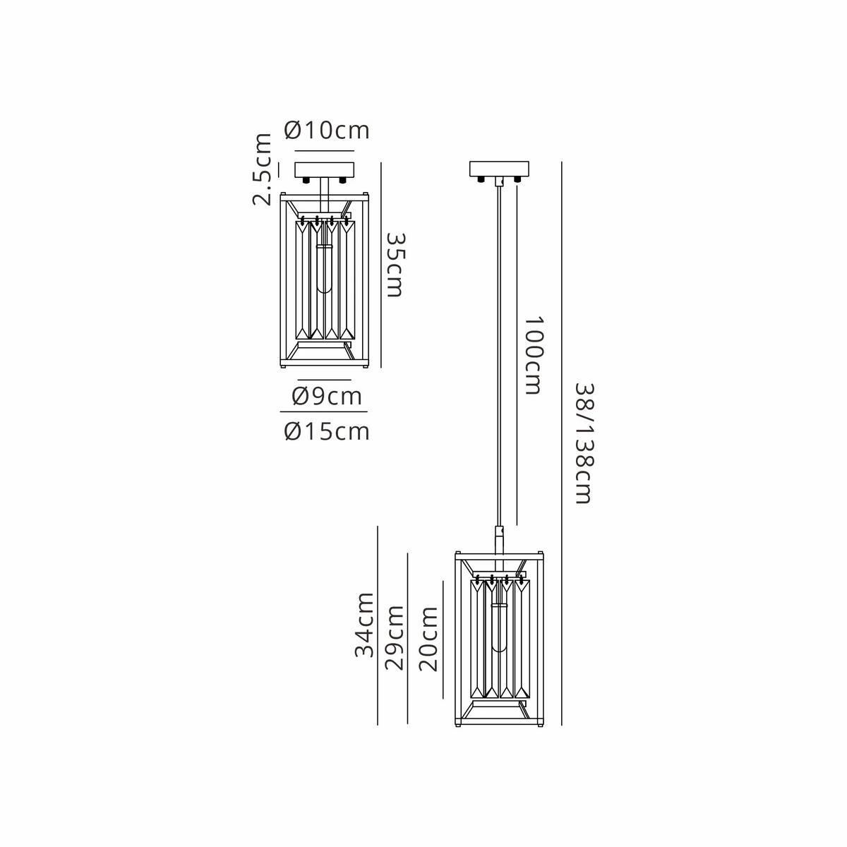 Torrington IP44 150mm Pendant in Polished Nickel with Clear Crystals