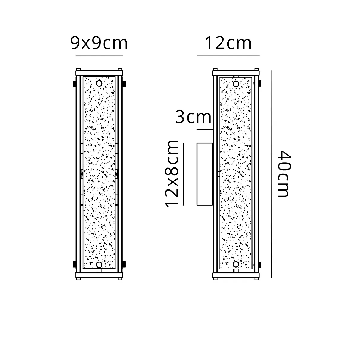 Scarva IP44 400mm Rectangular Wall Light in Bronze with Clear Diamond Glass