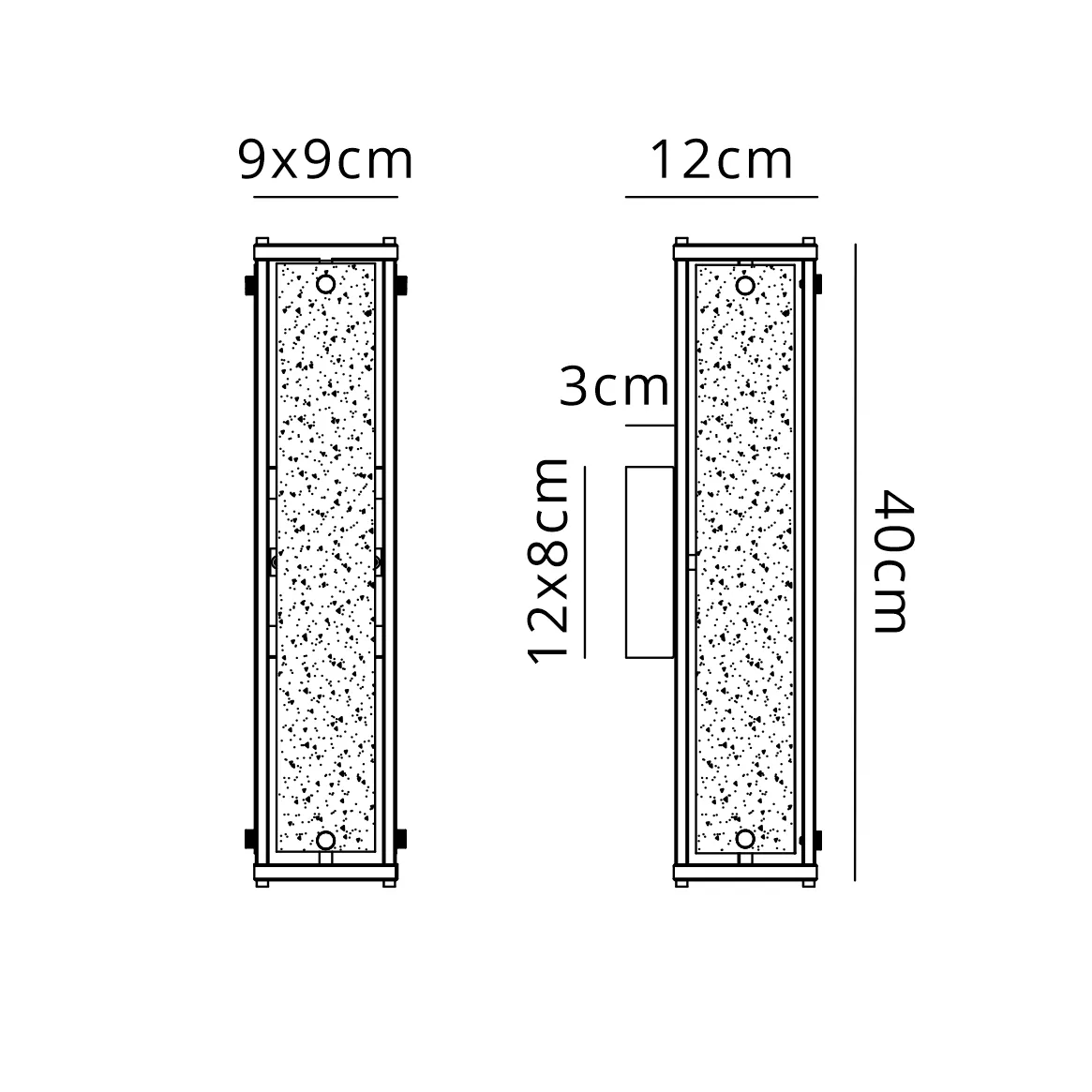 Scarva IP44 400mm Rectangular Wall Light in Satin Nickel with Clear Diamond Glass