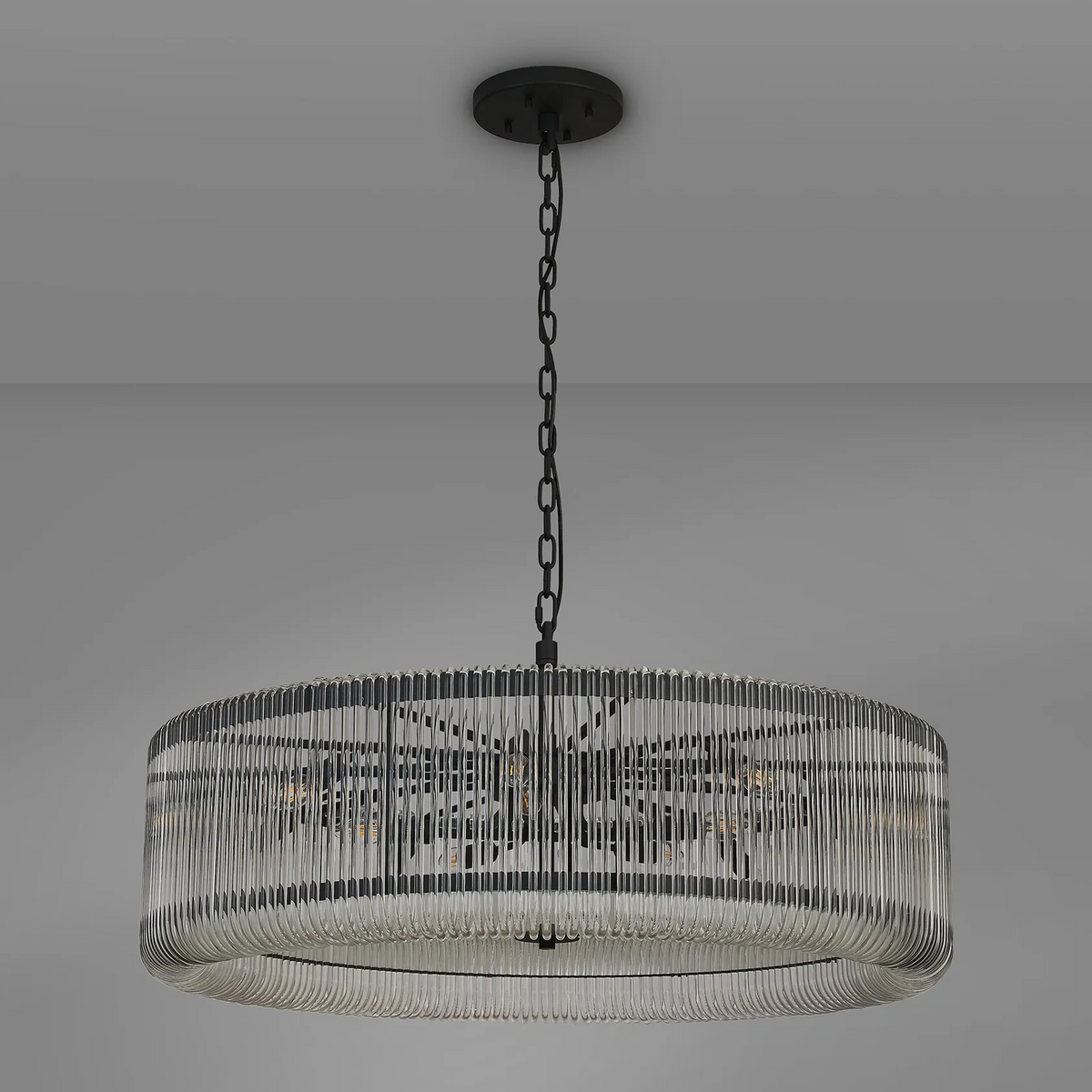 Jevington 1000mm Pendant or Semi Flush in Black with Clear Glass