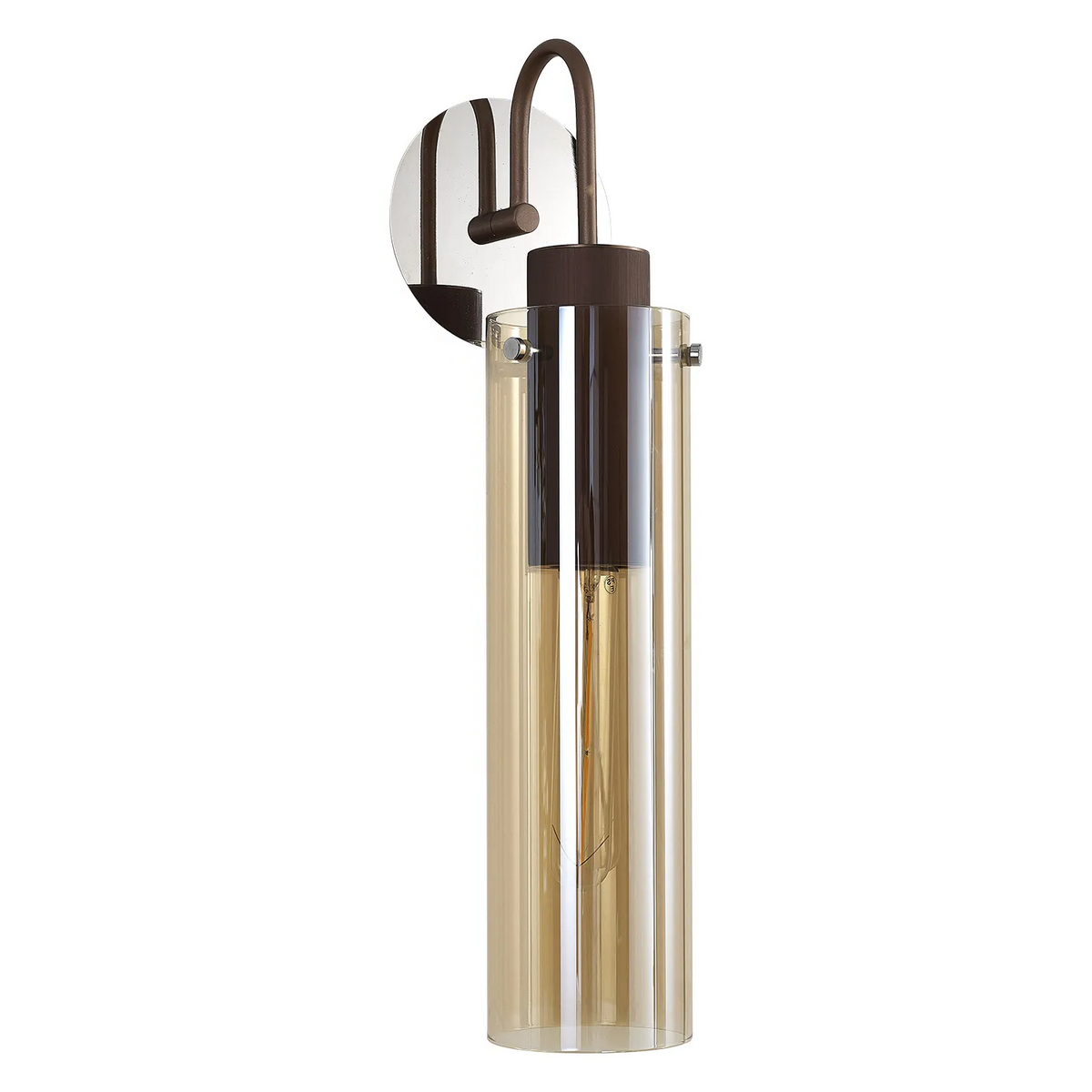 Belstone Slim Switched Wall Light in Mocha & Chrome with Amber Glass