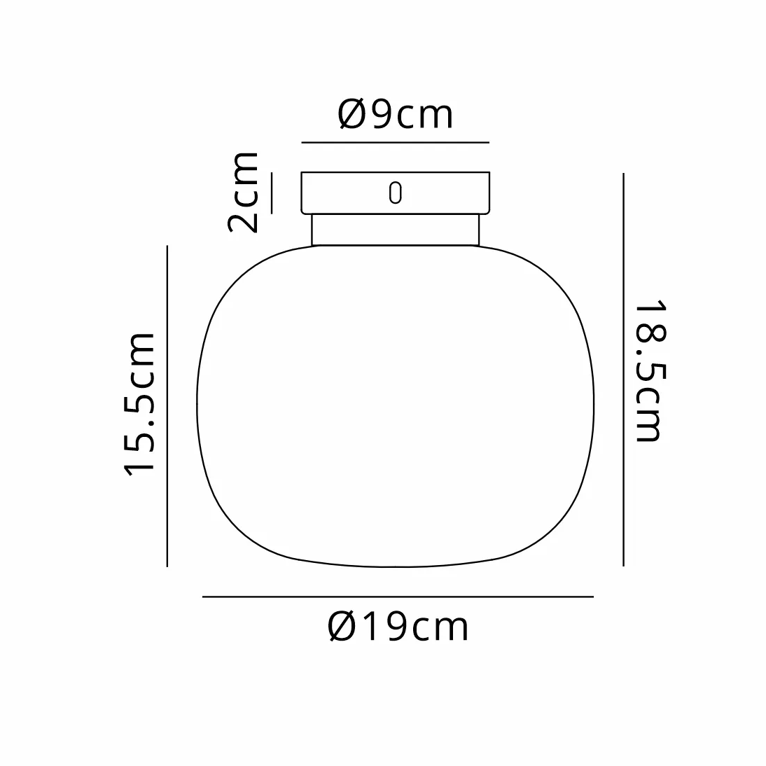 Milton Small Oval Ball Flush Ceiling Light in Satin White & Frosted White Shade dimensions