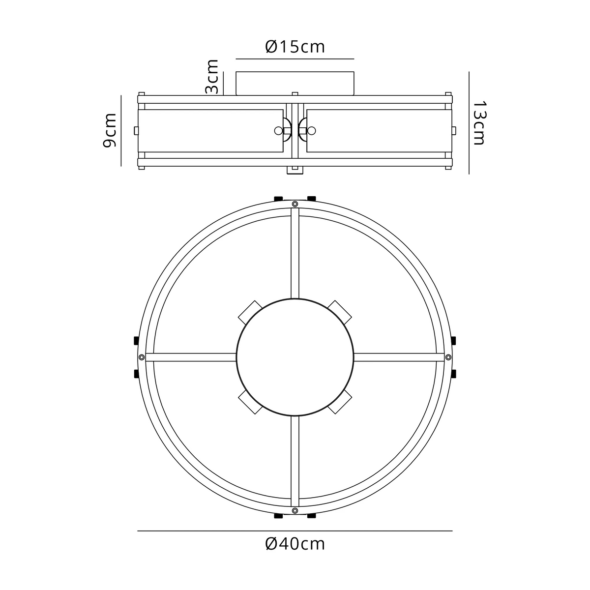 Scarva IP44 400mm Round Ceiling Light in Brass with Brown Faux Alabaster
