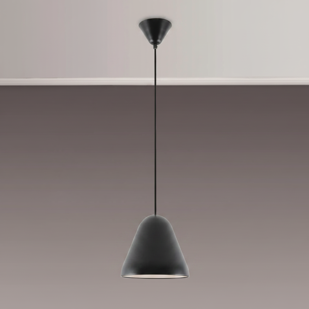 Tudeley 220mm Single Drop Pendant in Matt Black
