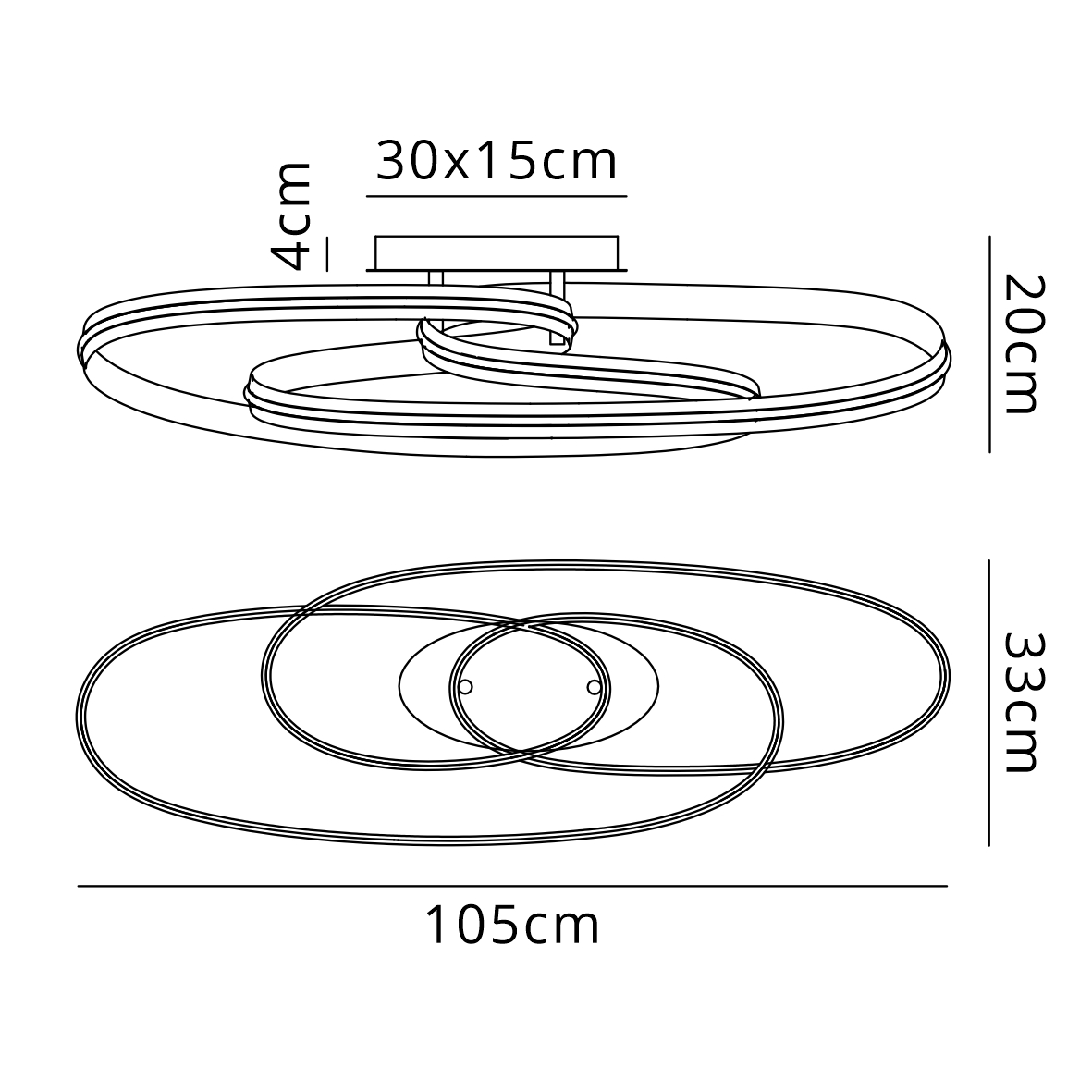 Amble Double Loop Dimmable LED Flush Ceiling Light in Dark Grey
