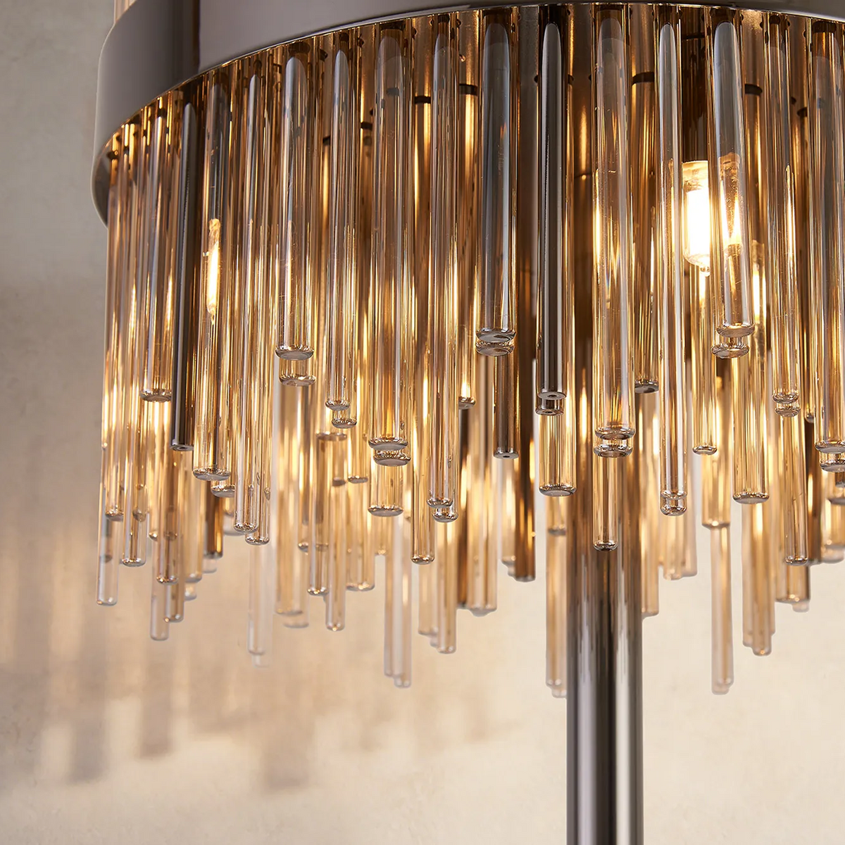 Eckington Floor Lamp in Black Chrome with Cognac Glass Rods