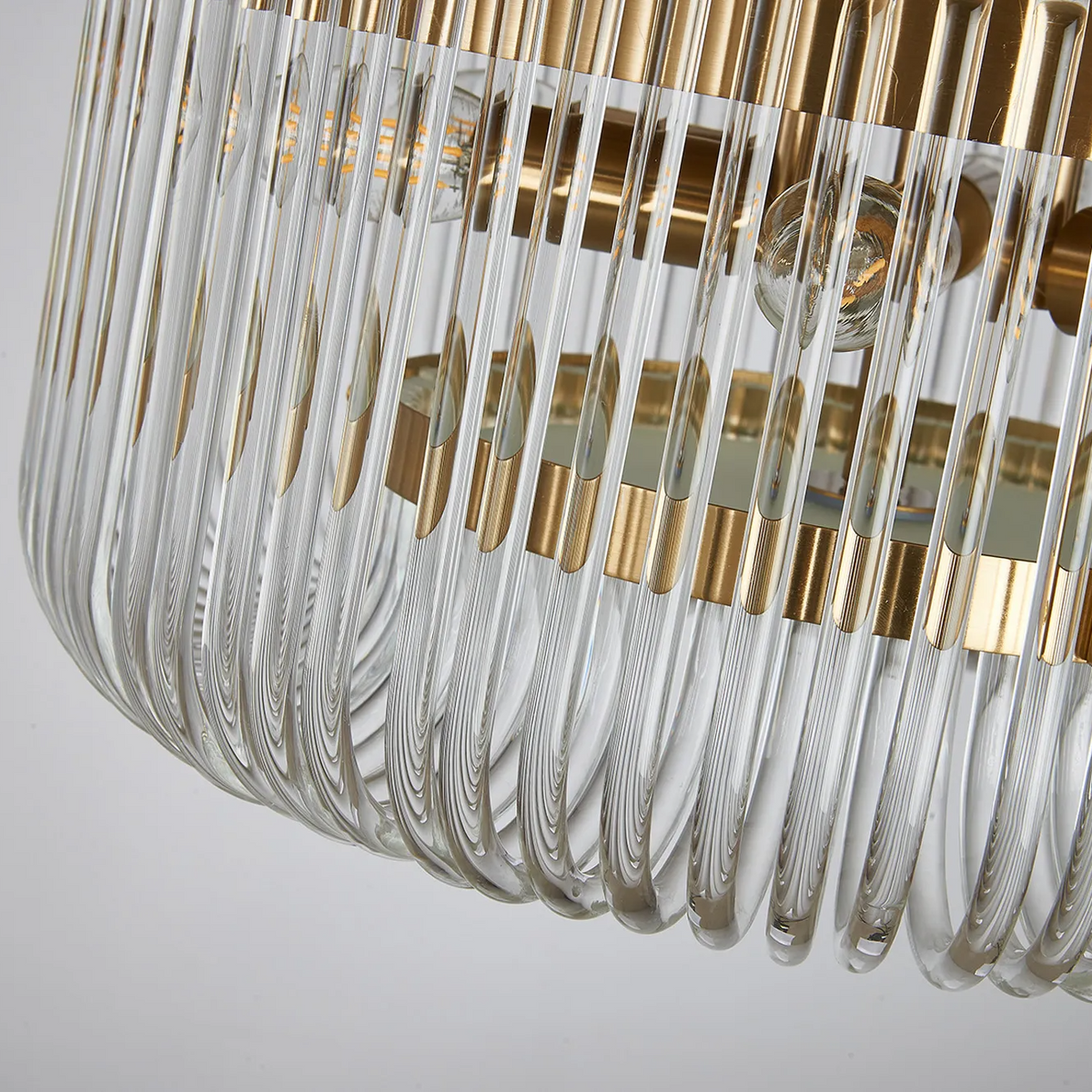 Jevington 400mm Flush Ceiling Light in Brass with Clear Glass