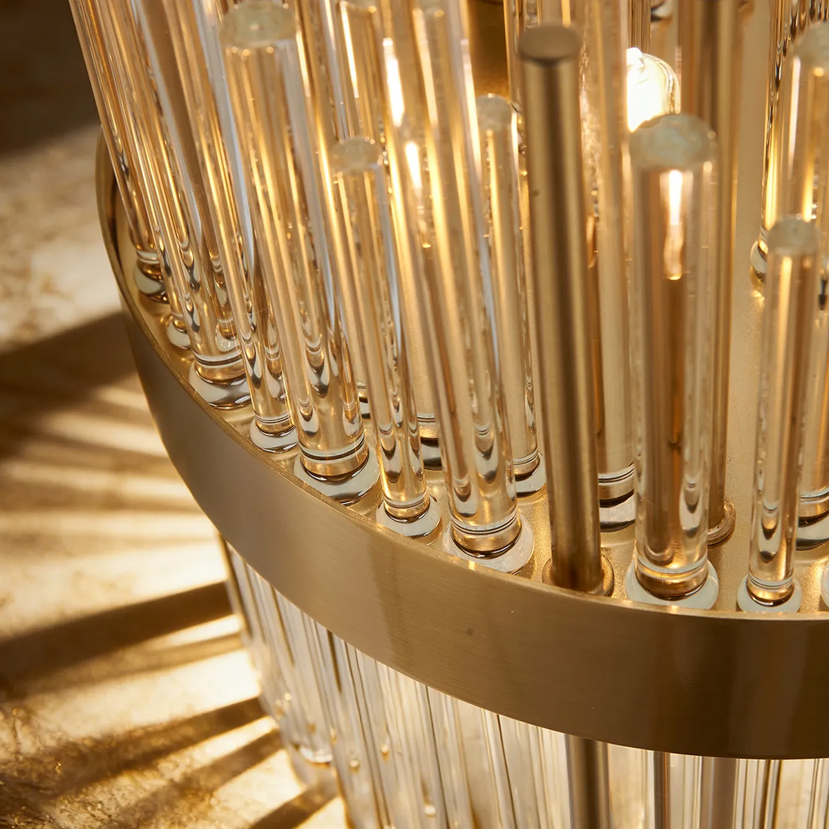 Eckington Table Lamp in Brass with Clear Glass Rods