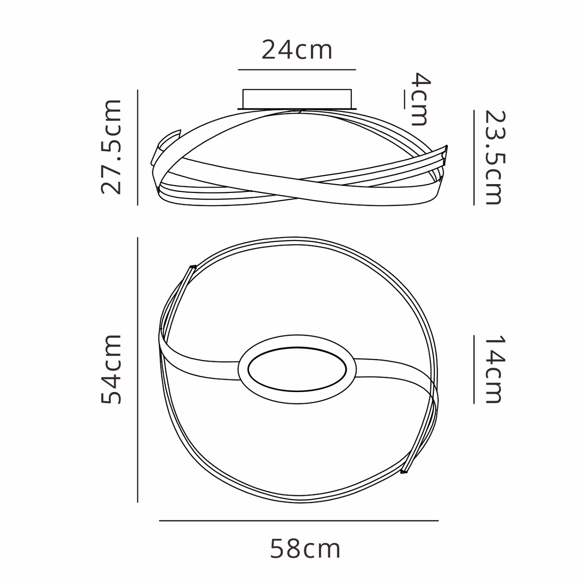 Amble Loop Dimmable LED Semi Flush Ceiling Light in Gold