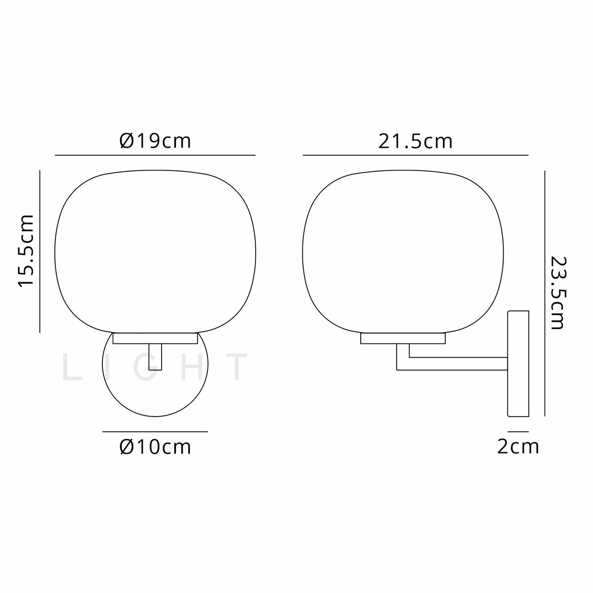 Milton Small Oval Ball Switched Wall Light in Satin White & Frosted White Shade