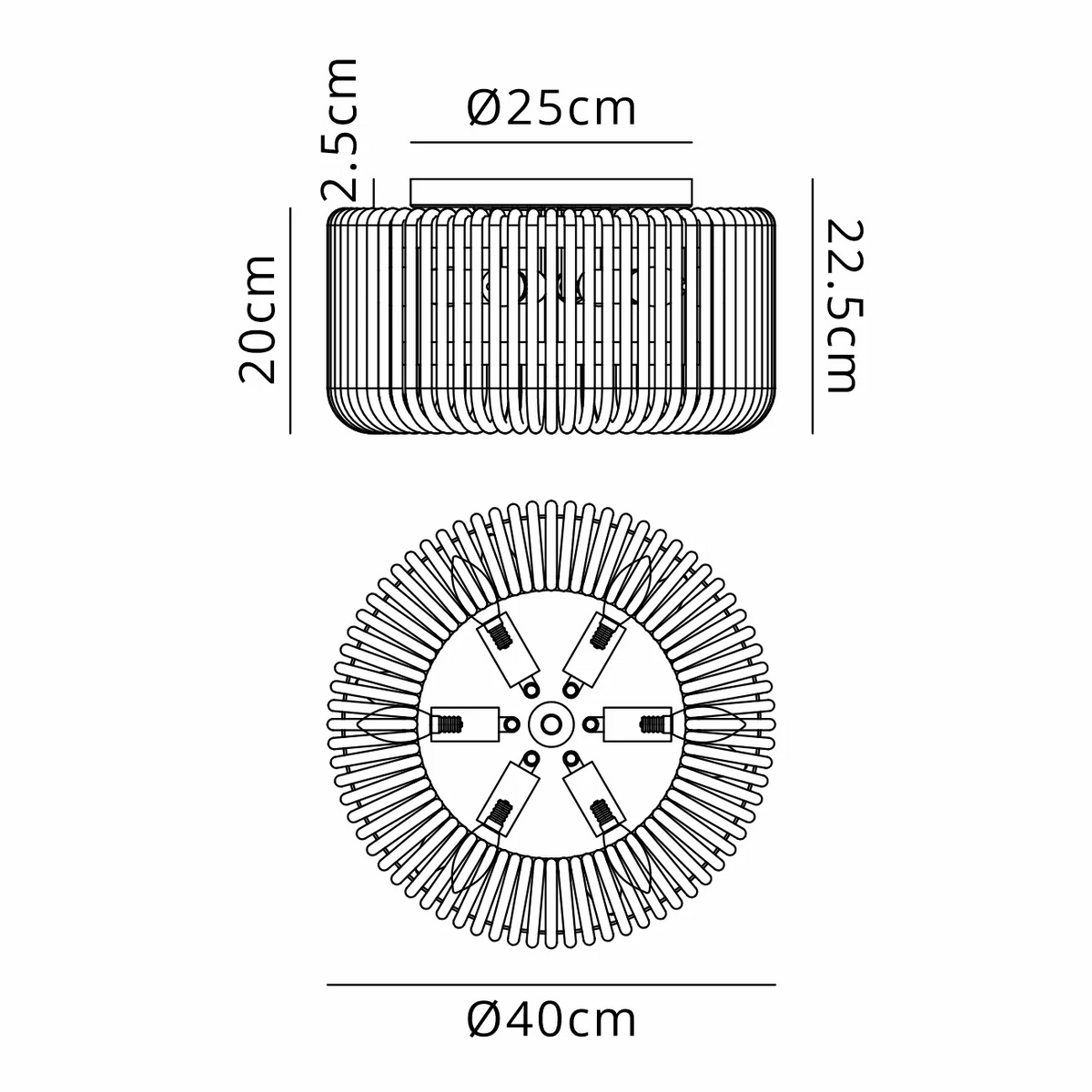 Jevington 400mm Flush Ceiling Light in Black with Smoked Glass