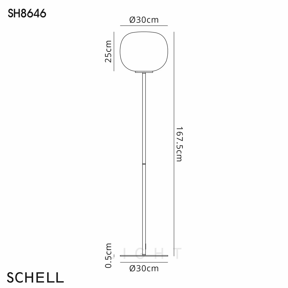 Milton Medium Oval Ball Floor Lamp in Matt Black & Frosted White Shade