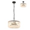 Jevington 400mm Pendant or Semi Flush in Black with Frosted Glass