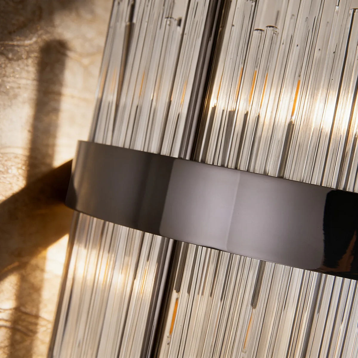 Eckington Floor Lamp in Black Chrome with Clear Glass Rods