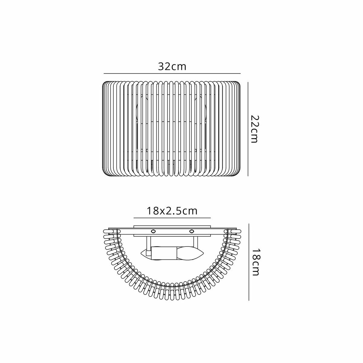 Technical line drawing showing dimensions of Lumiere Jevington Medium Wall Light in Brass with Frosted Glass