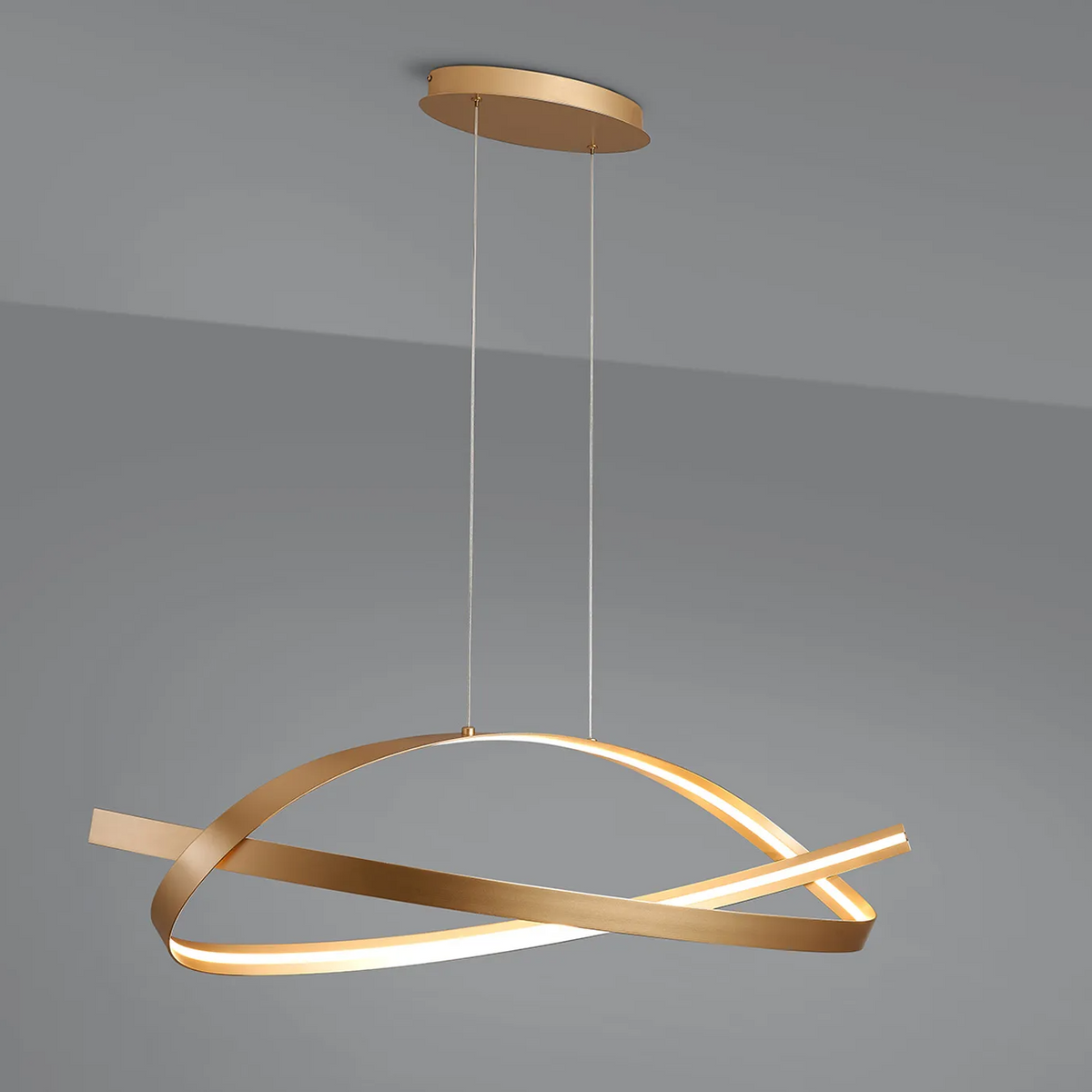 Amble Loop Dimmable LED Linear Pendant in Gold