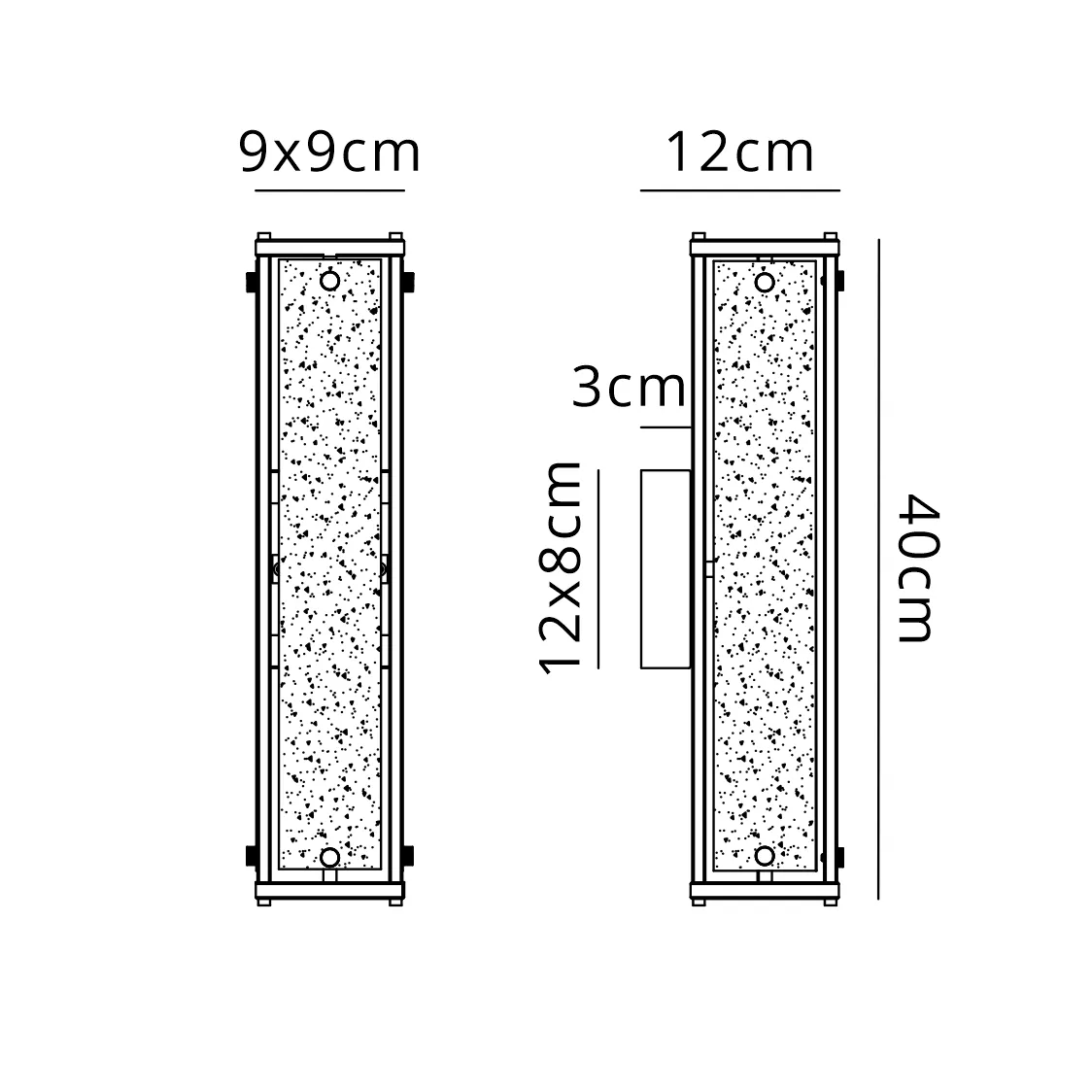 Scarva IP44 400mm Rectangular Wall Light in Brass with Clear Diamond Glass