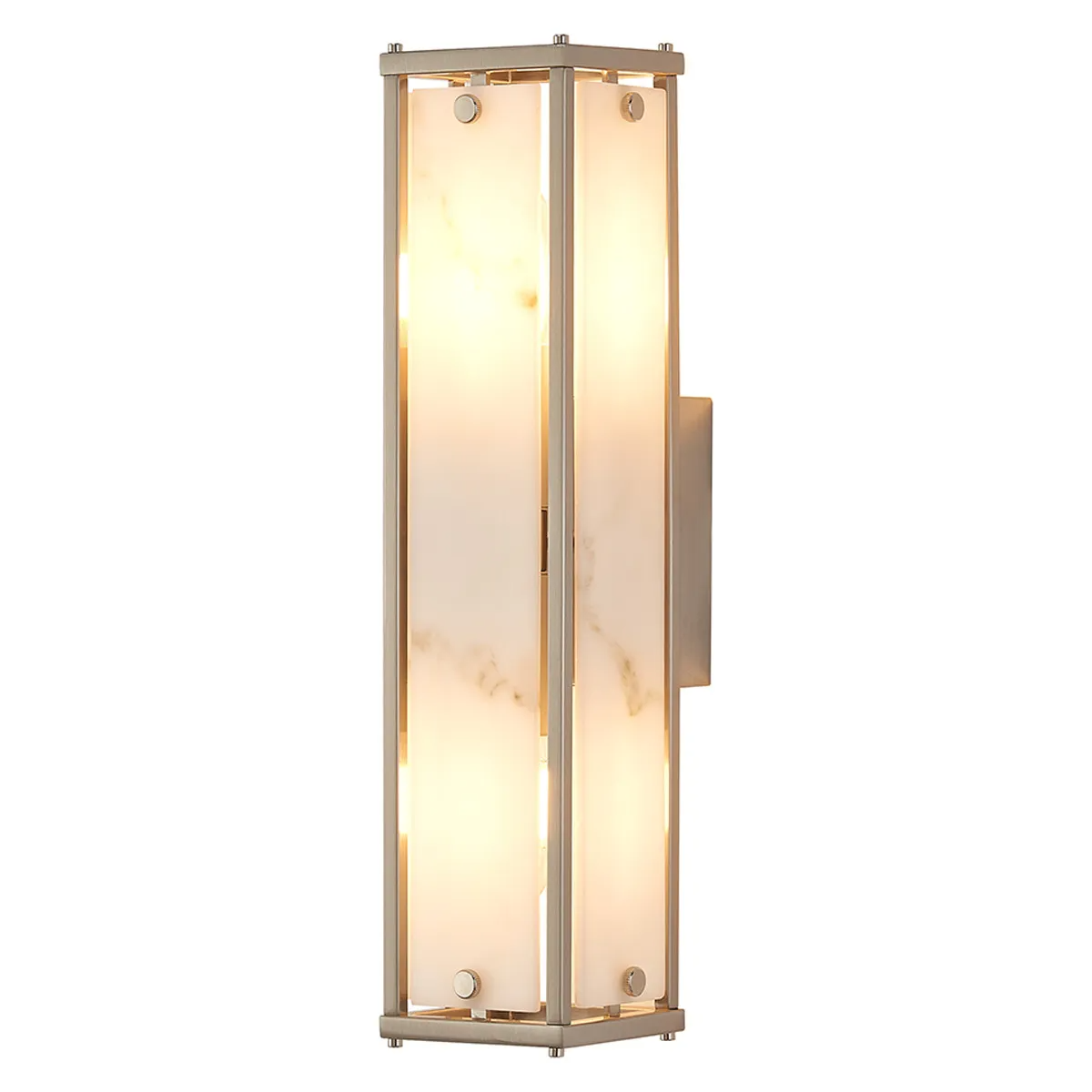 Scarva IP44 400mm Rectangular Wall Light in Satin Nickel with Grey Faux Alabaster