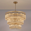 Jevington 1000mm Three Tier Pendant or Semi Flush in Brass with Clear Glass