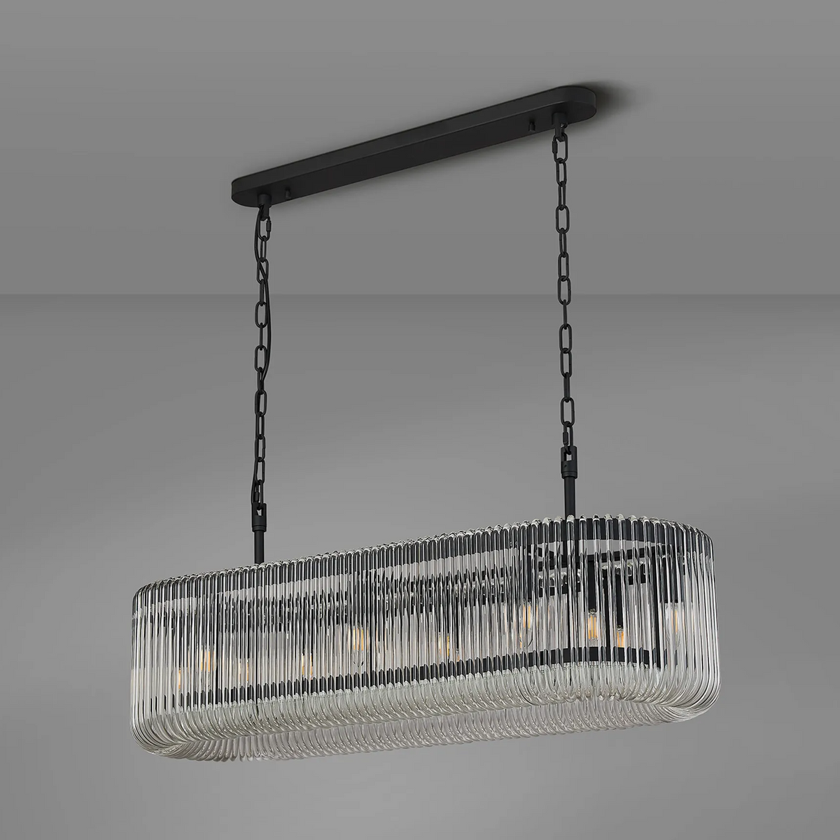 Jevington 1000mm Linear Pendant in Black with Clear Glass