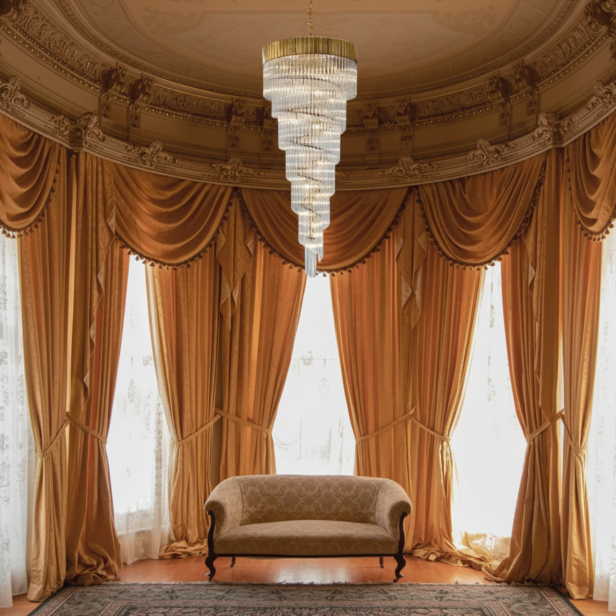 Kentisbeare 900mm 7 Tier Chandelier in Brass & Clear Glass
