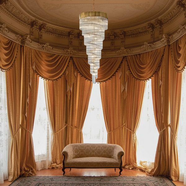 Kentisbeare 900mm 7 Tier 31 Lamp Chandelier in Brass & Clear Glass