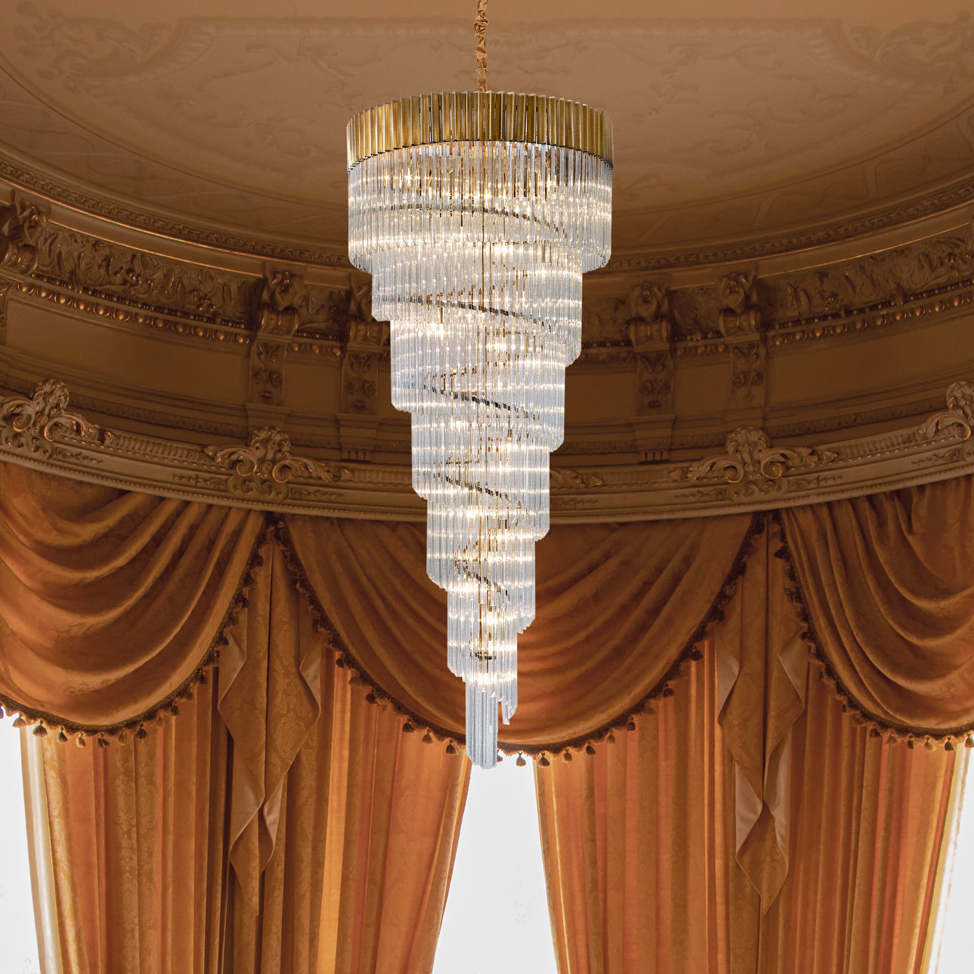 Kentisbeare 900mm 7 Tier Chandelier in Brass & Clear Glass