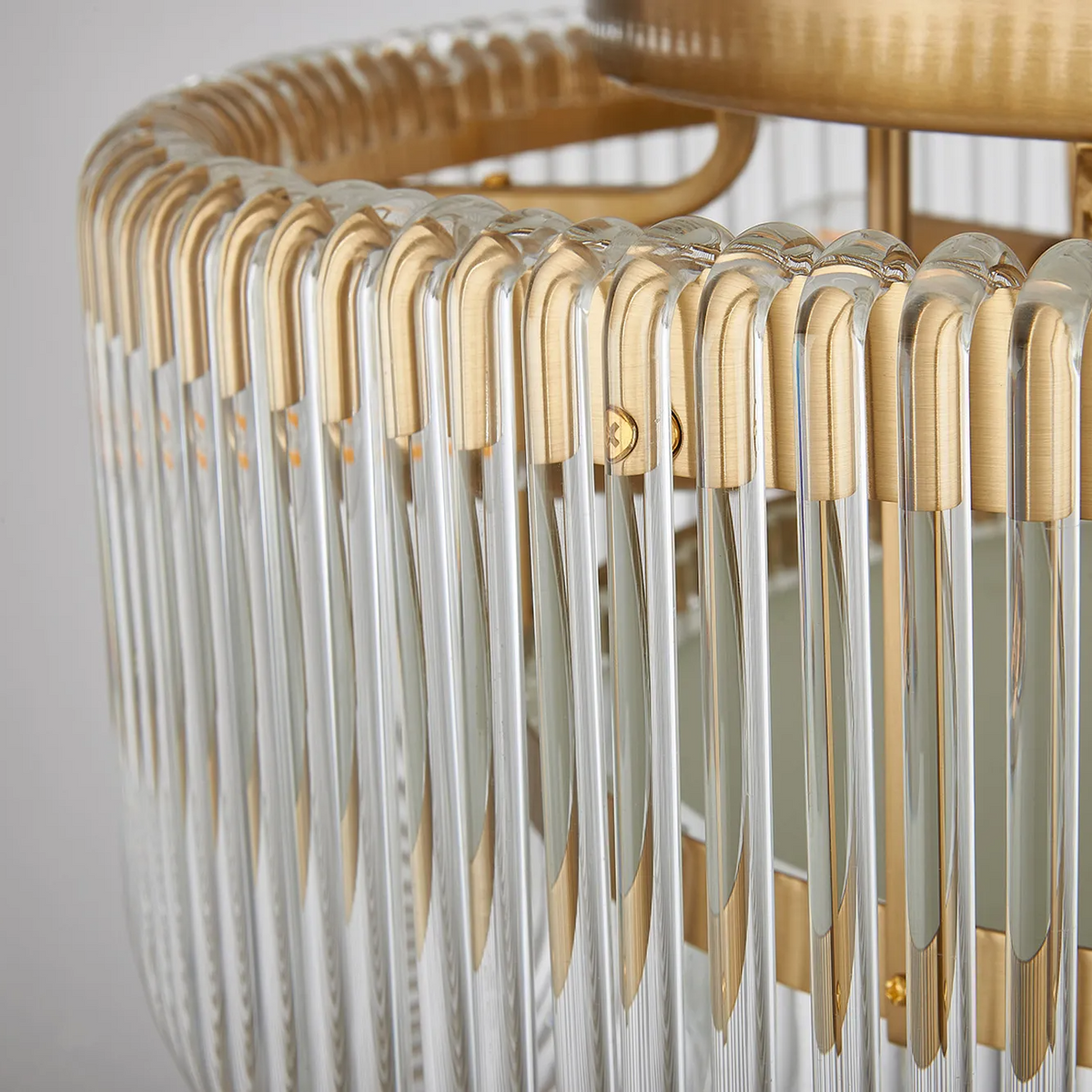 Jevington 600mm Flush Ceiling Light in Brass with Clear Glass