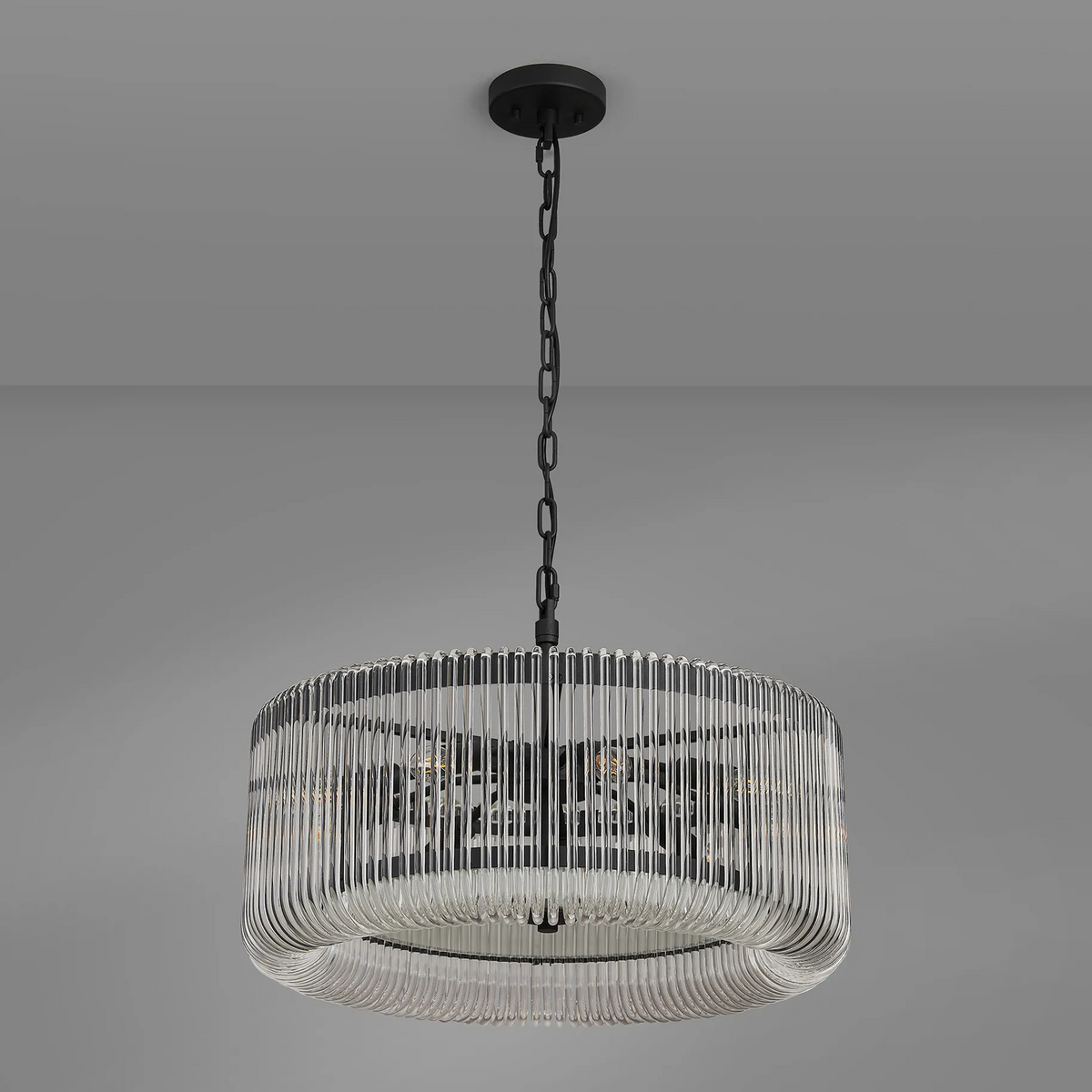 Jevington 600mm Pendant or Semi Flush in Black with Clear Glass