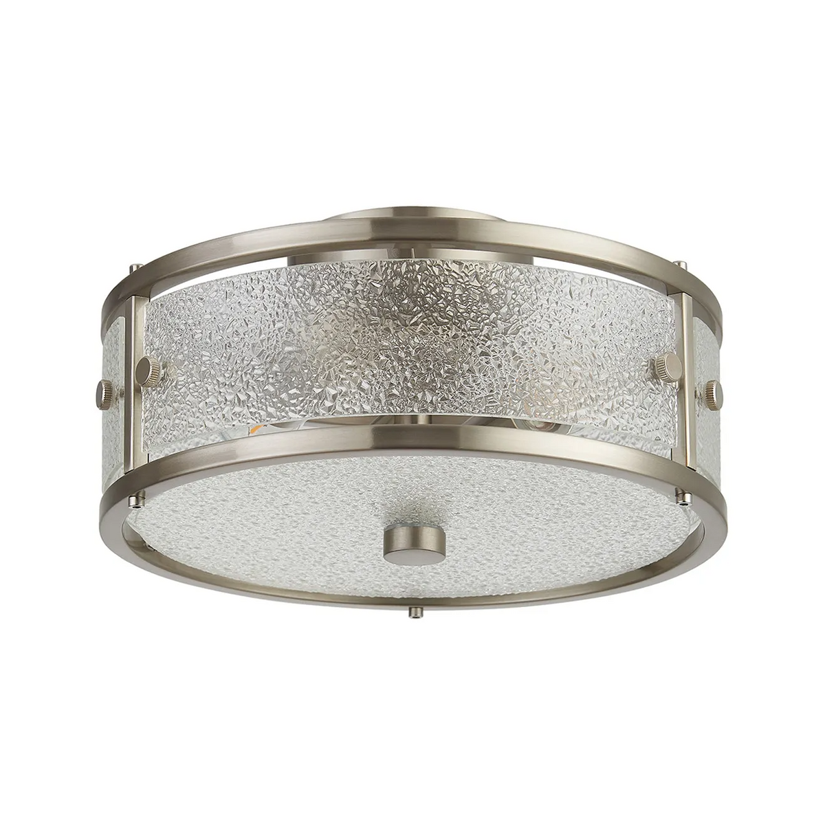 Scarva IP44 250mm Round Ceiling Light in Satin Nickel with Clear Diamond Glass