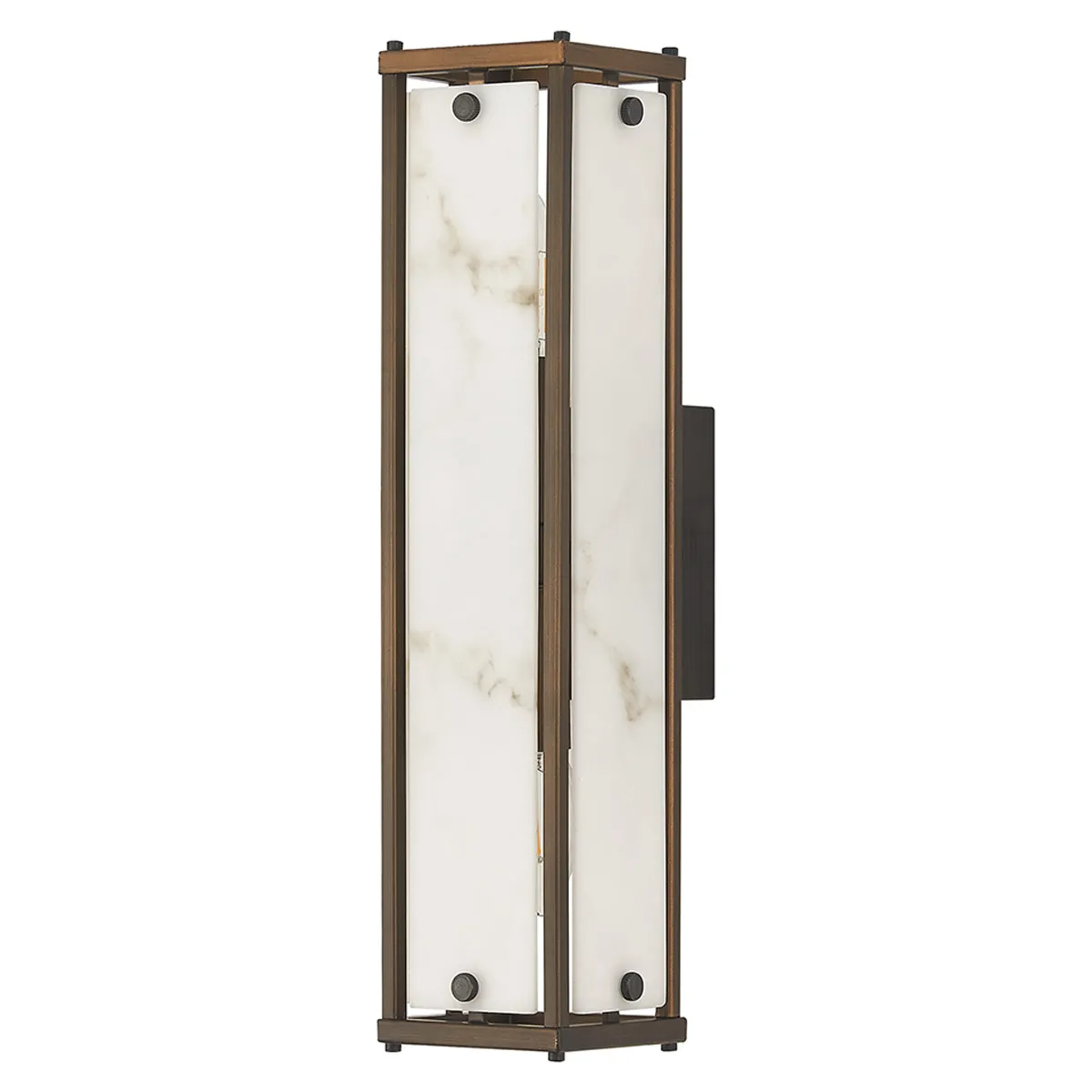 Scarva IP44 400mm Rectangular Wall Light in Bronze with Grey Faux Alabaster