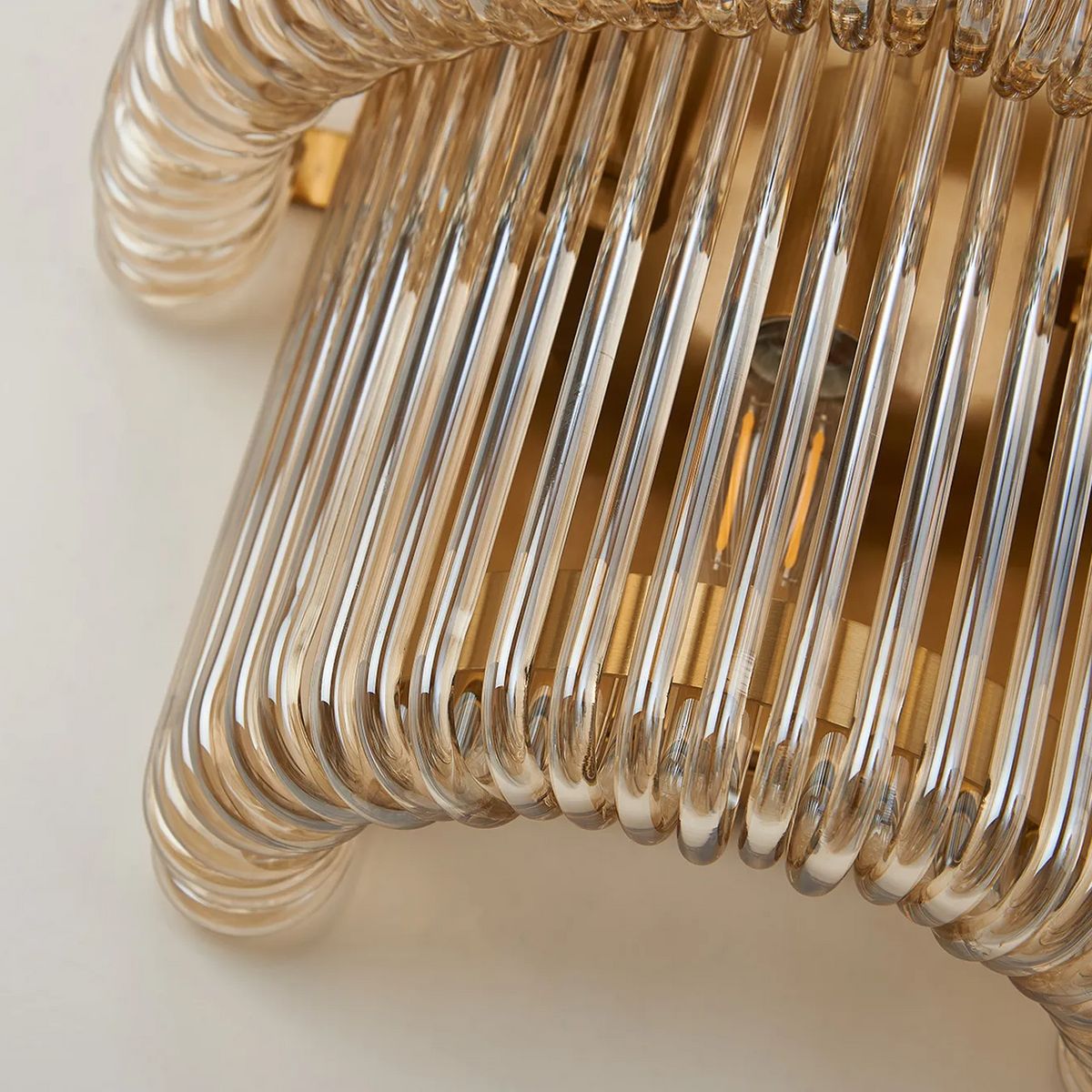 Jevington Large Two Tier Wall Light in Brass with Smoke Brown Glass